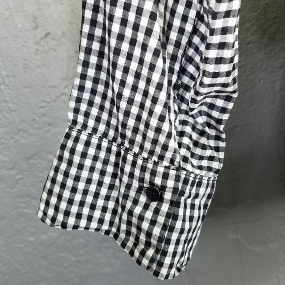 INDIBRAND Popover Blouse Women's L Collared Gingham Check Long Sleeve Cotton - Picture 5 of 14